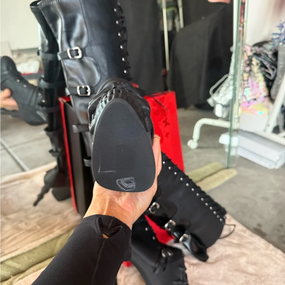 Pleaser Over The Knee Platform Boots (matte blk) NWOT size 9 - Picture 10 of 12